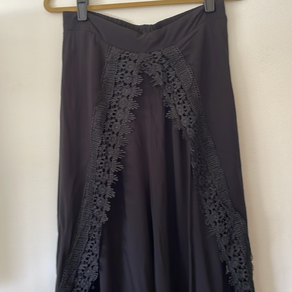NWT Simply Couture Layered Lace Trim Wide Leg Flowy Boho Pants XL - Picture 4 of 8